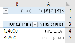 דוח PivotTable של תרחיש