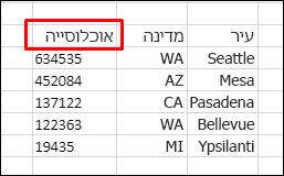 מיון נתונים עם שורת כותרת