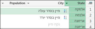בחירת סדר המיון