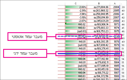 מעברי עמוד ידניים ואוטומטיים