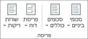 תמונת רצועת הכלים של Excel