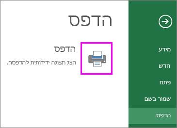 הצגה לפני הדפסה