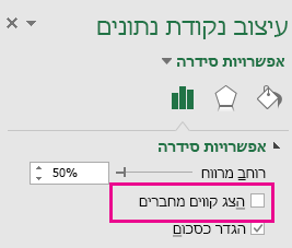 חלונית המשימות 'עיצוב נקודת נתונים' עם ביטול סימון התיבה 'הצגת קווים מחברים' ב- Office 2016