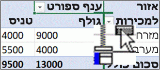 שלב 2, גרירתו לאזור השורה