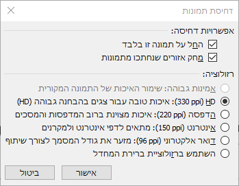 תיבת הדו-שיח 'דחיסת תמונות'