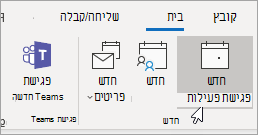 צילום מסך של לחצן 'פעילות חדשה'