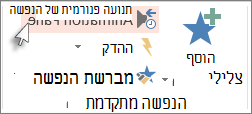 צילום מסך המציג את חלונית ההנפשה