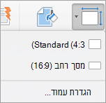 הצגת תפריט 'גודל שקופית'