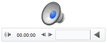 סמל השמע ופקדי ההפעלה ב- PowerPoint עבור Mac 2011