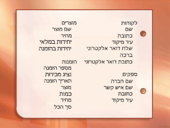 צילום מסך של פריטי מידע המ מקובצים לנושאים