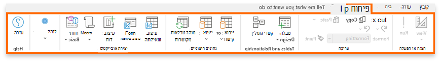 ממשק משתמש של Access