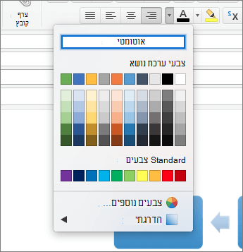 ההגדרה צבע אוטומטי עבור גופנים Outlook עבור Mac.
