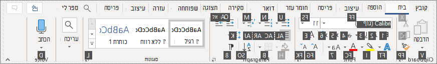 עצות למקשים ברצועת הכלים ב- Word 365