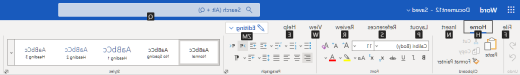 רצועת הכלים עם מקשי הגישה Word באינטרנט
