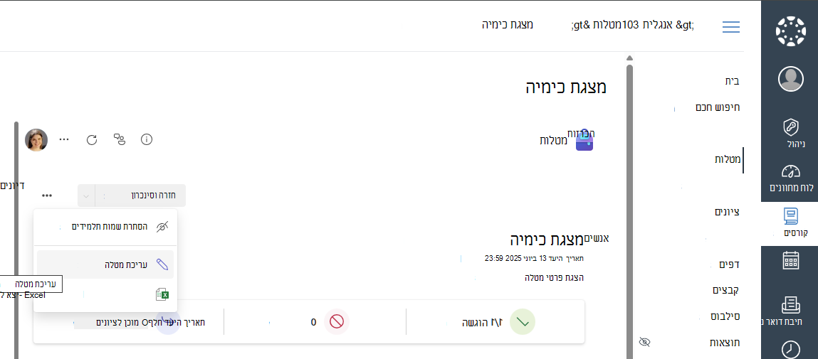 עריכת מטלה בבד הציור