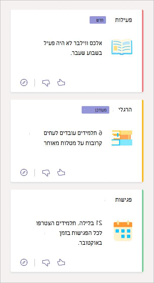 צילום מסך שמראה אריחי Spotlights