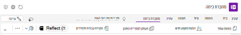 צילום מסך של 'שיקוף' ברצועת הכלים.