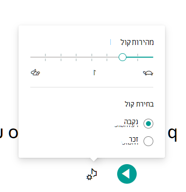 צילום מסך של הגדרות קול.