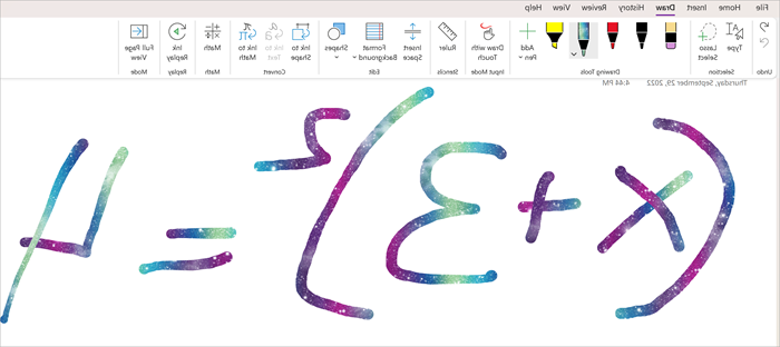 צילום מסך של משוואה בכתב יד ב- OneNote