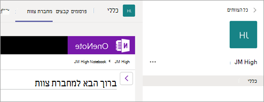 הכרטיסיה 'מחברת צוות'