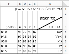 צילום מסך המציג דוגמה המציגה שני ערכים בתא אחד.