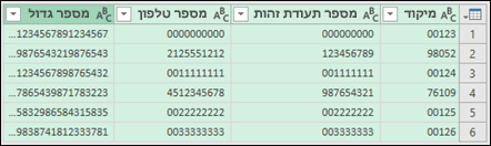 קבל & המרת נתונים > לטקסט