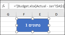 צורה שנבחרה כדי להציג את שם הקישור בשורת הנוסחאות
