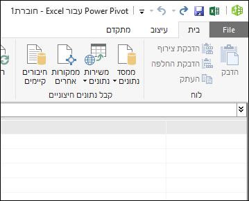 תצוגת טבלה ב- Power Pivot