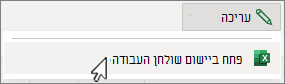 פתיחת צילום מסך של יישום שולחן העבודה של Excel