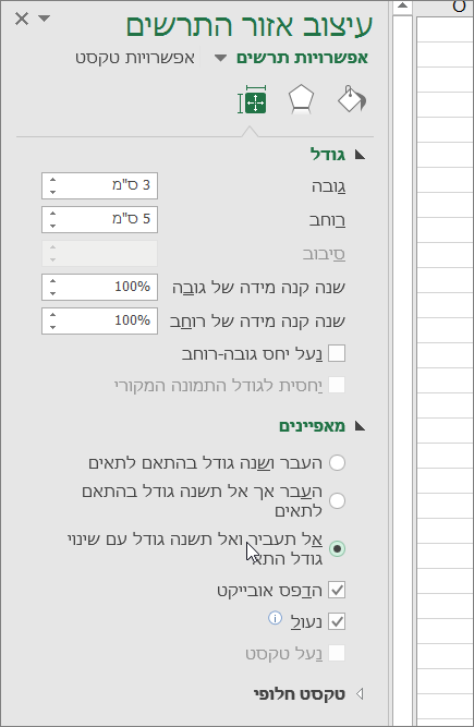 מאפיינים בחלונית 'עיצוב אזור תרשים'