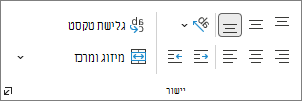צילום מסך המציג את הקבוצה 'יישור'.