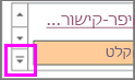 צילום מסך של החץ למטה בגלריית סגנונות הגופן כדי להרחיב את התצוגה.