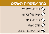 פקדי לחצן אפשרויות לדוגמה