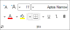 צילום מסך המציג את לחצן 'גבולות' בקבוצה 'גופן'.