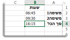 משך הזמן עבור שתי המשימות שסכמת.
