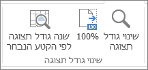 הקבוצה 'מרחק מתצוגה' בכרטיסיה 'תצוגה'