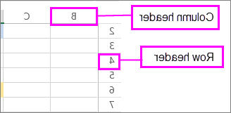 כותרות עמודות ושורות בגליון עבודה