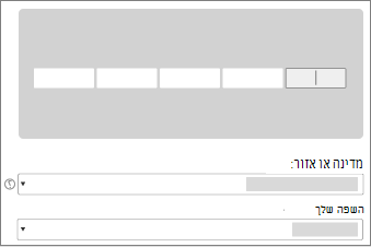 הצגת התיבות שבהן עליך להזין את מפתח המוצר שלך.