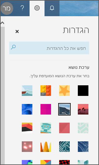 אפשרויות ערכת נושא
