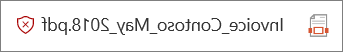 צילום מסך של קובץ ב- OneDrive for Business שזוהה כקובץ זדוני