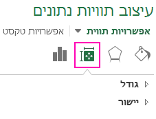 הסמל והחלונית 'עיצוב תוויות נתונים' & 'מאפיינים '