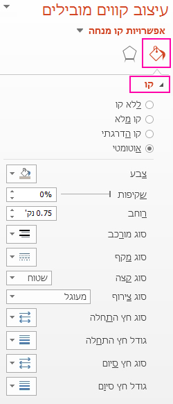 סמל 'קו' בחלונית 'עיצוב אפשרויות קווים מובילים'