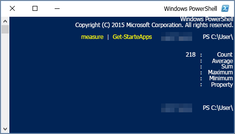 קובץ Script של Windows PowerShell עם ספירת יישומים
