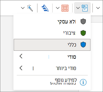 תפריט תווית רגישות