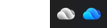 סמלי OneDrive בכחול ולבן
