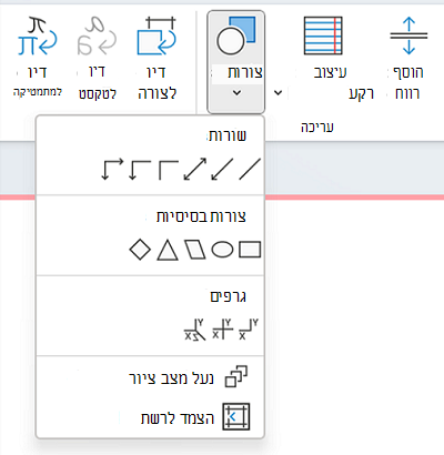 שימוש בספריית צורות כדי לצייר צורה