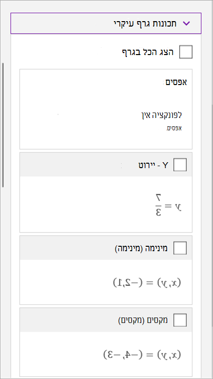 כתיבת משוואה מתמטית ב- OneNote עבור Windows 10