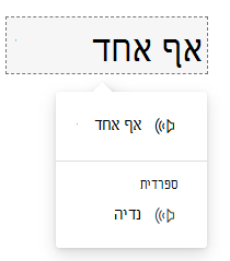 המילה None עם כרטיס תרגום לספרדית המציג את Nadie ואת פקדי ההגייה.