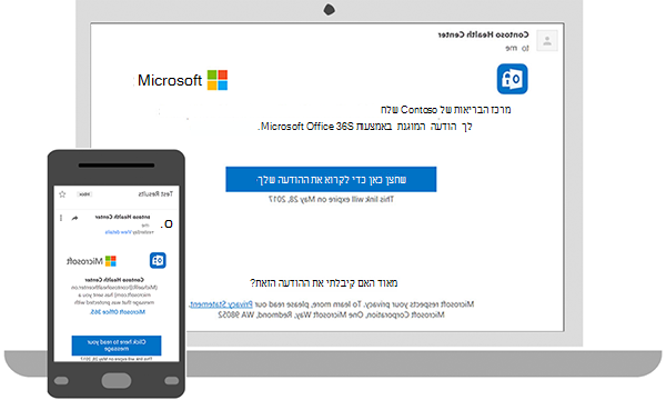 באפשרותך לקרוא הודעות מוצפנות המופנות בשולחן העבודה או בטלפון הנייד שלך.