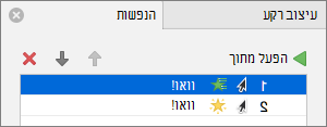 הגדרת אפשרויות הנפשה בחלונית 'מאפיינים'